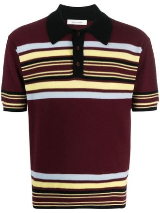 Wales Bonner Wander striped wool polo shirt - Rosso