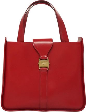 Ferragamo Vala Red Leather Shoulder Bag (Pre-Owned)