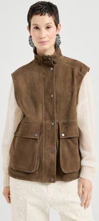 Brunello Cucinelli Couture suede vest in Brown at Nordstrom, Size 44 It