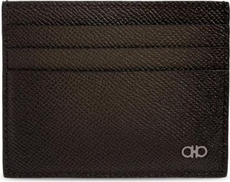 Ferragamo Micro Gancini Kaarthouder - Heren - Portefeuilles - Zwart - ONE Size - Leer - Accessoires