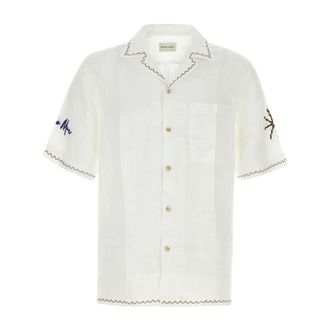 Frescobol Carioca Alves Linnen Shirt - Heren - Korte mouwen Overhemden - Wit - XL - Linnen - Overhemden