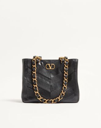 Valentino Garavani Borsa Shopping Piccola Valentino Garavani Laseine In Nappa Motivo Chevron Donna NERO UNI