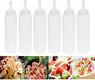 OEM E-ambar - Juego De 6 Frascos Exprimibles Con Tapa Para Especias - 230 Ml - Frascos Para Especias - Almacenamiento De Cocina