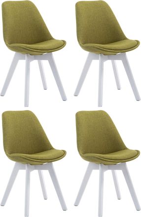 Clp Clp - Set De 4 Sillas Borneo Para Comedor En Tela Verde Blanco