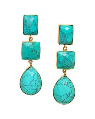 Liv Oliver 18K 65.00 Ct. Tw. Turquoise Drop Earrings