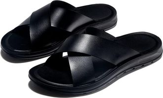 Generic Womens Slippers Leather Slippers Men Beach Summer Shoes Big Size Slip on Flats Male Flip Flops Mens Sandals