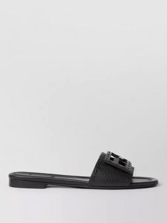 Fendi flat sole open toe textured strap slides