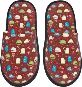 Generic House Slippers Coffee Cups Lightweight Slipper Reusable Cotton Slipper For Women Holiday Home M