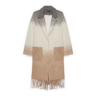 Fiorella Rubino Jassen, Dames, Veelkleurig, 5Xl, Polyester, Jas met gradientprint en franjes