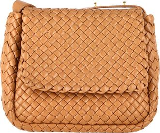 Bottega Veneta Ochre Lambskin Leather Small Cobble Intrecciato Shoulder Bag (Authentic Pre-Loved)