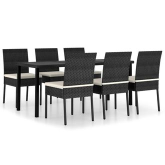 vidaXL 7 Pcs Garden Dining Set Vime Pe Preto