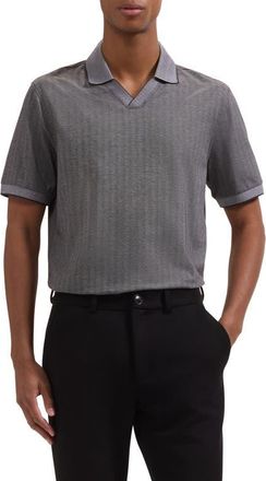 Bugatchi Tipped Johnny Collar Polo in Black at Nordstrom, Size Xx-Large