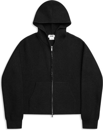 ALIS Barian Ribbed Knit Hoodie Black