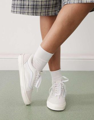 Vans Old Skool - Sneakers a scacchi bianche monocromatiche-Bianco