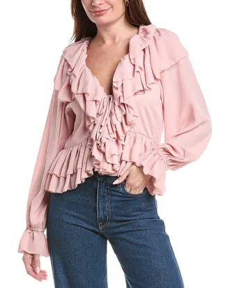 House Of Harlow Rhea Long Sleeve Ruffle Top