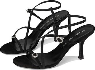 Stuart Weitzman Kensington Strappy Sandals 85 Womens Dress Sandals Black : 10.5 M, Leather
