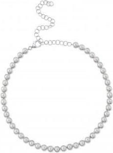 Allurez Cultured Pearl Tennis Pendant Necklace 14K White Gold (5mm)