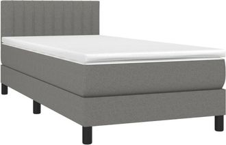 vidaXL Cama Box Spring Con Colch&oacute;n Tela Gris Oscuro 100x200 Cm Vidaxl