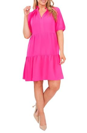 CeCe by Cynthia Steffe Tiered Ruffle Neck Dress in Bright Rose at Nordstrom, Size 1X