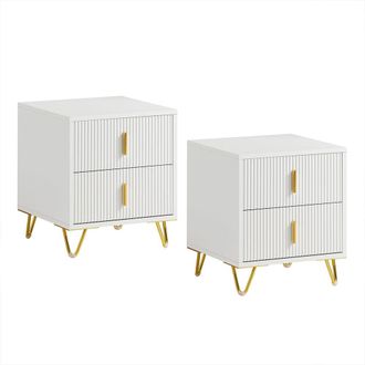 SoBuy 2 mesitas de noche con 2 cajones blanco 40x47x40 cm