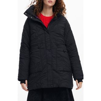 Desigual Aarhus Quilted Coat in Black at Nordstrom, Size X-Large