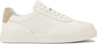 Kazar Schoenen, Heren, Wit, 41 EU, Leer, Witte leren sneakers met beige inzetstuk