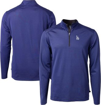 Cutter & Buck Mens Cutter & Buck Royal/Black Los Angeles Dodgers Virtue Eco Pique Micro Stripe Recycled Quarter-Zip Pullover Top at Nordstrom, Size Medium