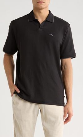 Tommy Bahama Emfielder Johnny Collar IslandZone Polo in Black at Nordstrom, Size X-Large