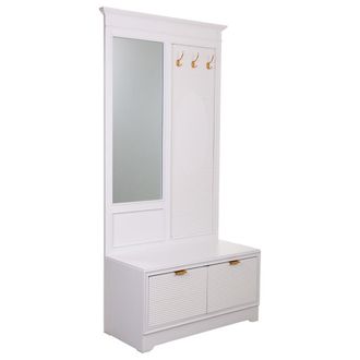 Wanderlust Deco Wanderlust Deco - Recibidor De Madera Con Espejo Blanco 95x7x190 - 90x41x47