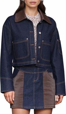 Avec Les Filles Crop Denim Jacket in Rinsechocolate at Nordstrom Rack, Size Large