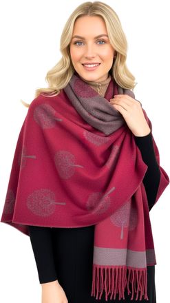 The Accessory Co. Cashmere Tree Life BlanketScarf - Reversible Pashmina Shawl, Winter Warm Wrap, Large Tree of Life Print Scarf for Women