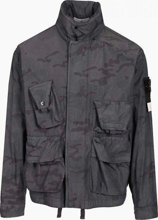 Stone Island Mens Faded Camo S00E9 Light Ripstop-OVD Field Jacket Grey - Size: 38/Regular