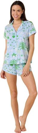 The Cats Pajamas Pima Knit Short Set in Tropicana Palm at Nordstrom, Size X-Large