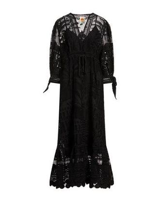 Farm Rio MORADA BOA BLACK GUIPIRE MAXI DRESS
