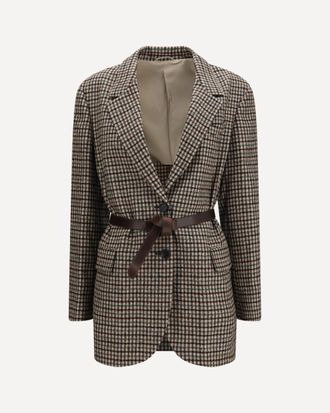 Brunello Cucinelli Blazer monopetto in misto lana con cintura Woman 46
