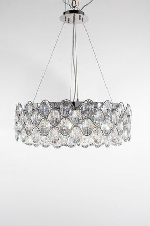 Netlighting Raina 12 Light Chrome Crystal Ceiling Light in Grey
