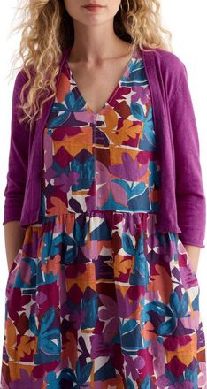 Seasalt Cornwall Vanessa Open Front Organic Cotton Crop Cardigan in Orchid at Nordstrom, Size 12