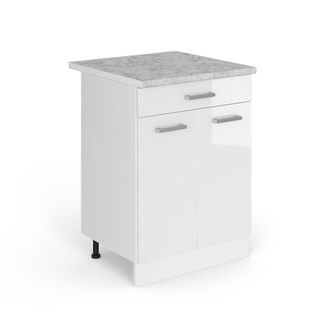 Vicco Mueble Bajo Universal R-line, Blanco Alto Brillo, 60 Cm Con Cajones