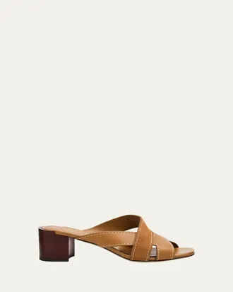 Tod's 55mm Mixed Leather Block-Heel Sandals