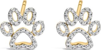 House of Brilliance Gold Vermeil Diamond Accent Pet Paw Earring