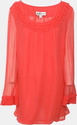 Anna Scholz Coral Chiffon Ruffled Top