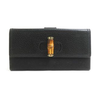 Gucci Black Gg Canvas Leather Long Wallet (Bi-Fold) (Pre-Owned)