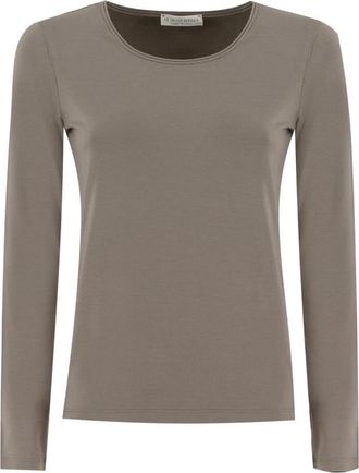 Le Tricot Perugia T-shirt met lange mouwen - Dames - Longsleeves - Bruin - L - Tops