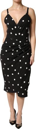 Dolce & Gabbana Black Polka Dotted Viscose Sheath Womens Dress