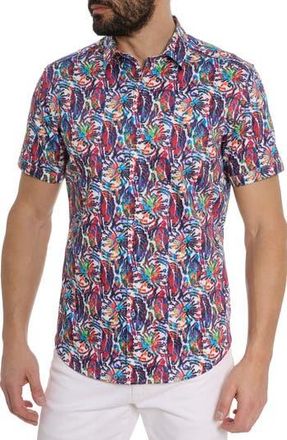 Robert Graham Abstract Short Sleeve Shirt in Blue Multi at Nordstrom Rack, Size Xxx-Large