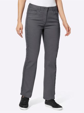 Casual Looks Bequeme Jeans CASUAL LOOKS, Damen, Gr. 42, Normalgr&ouml;ssen, grau (grau denim), 81% Baumwolle, 17% Polyester, 2% Elasthan, unifarben, lang, Jeans Bequeme