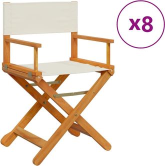 vidaXL Sillas De Jard&iacute;n Plegables 8 Unidades Tela Blanco Crema Vidaxl