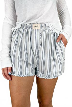 Free People Day To Day Flannel Boxer Shorts In Grey Combo