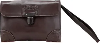 Bottega Veneta Clutch Intrecciato con finiture in pelle 2000-2007 - Marrone
