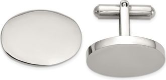 Diamond2Deal Stainless Steel Polished Oval Cuff Links